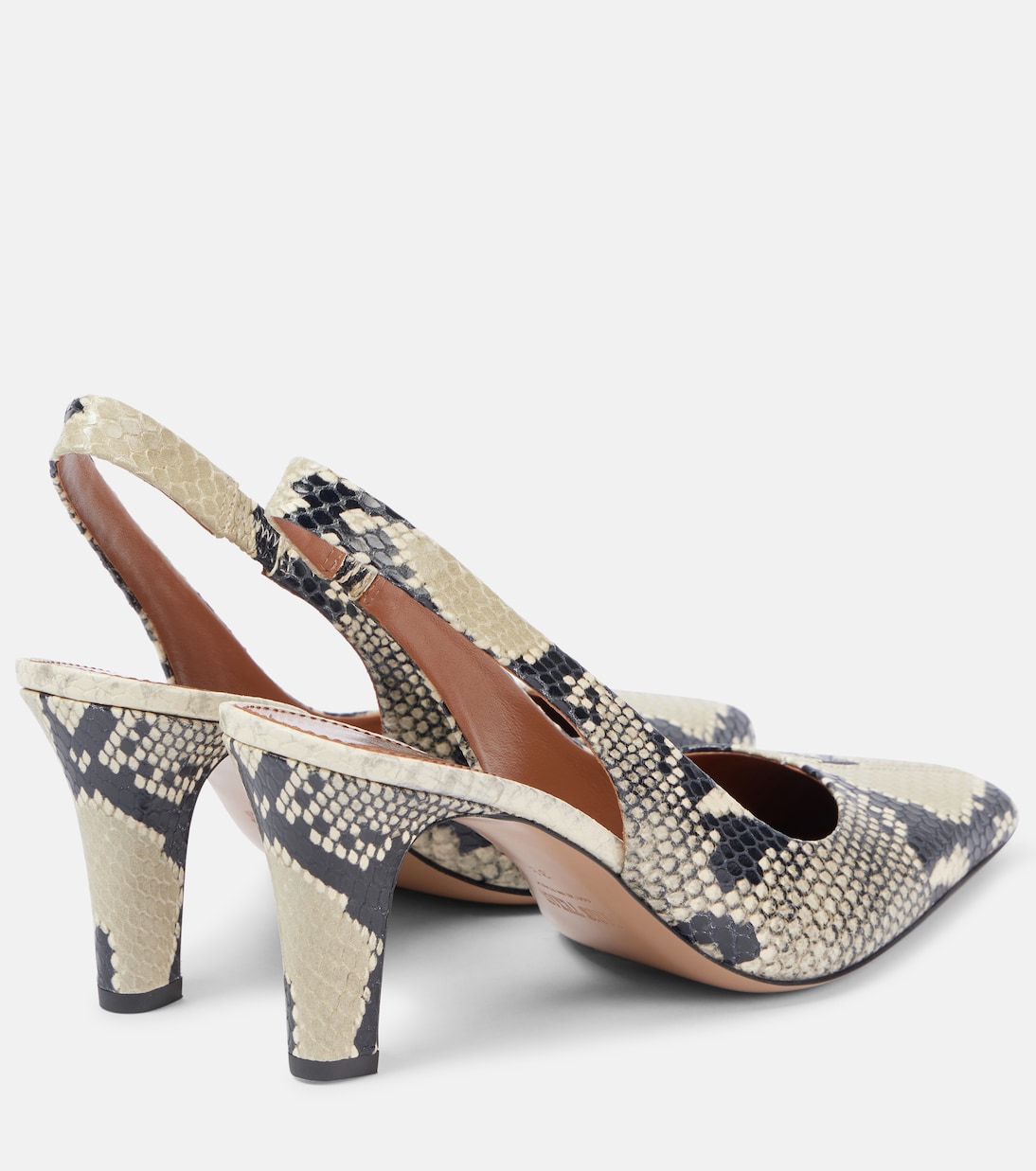 Belle 75 snake-effect leather slingback pumps | Paris Texas