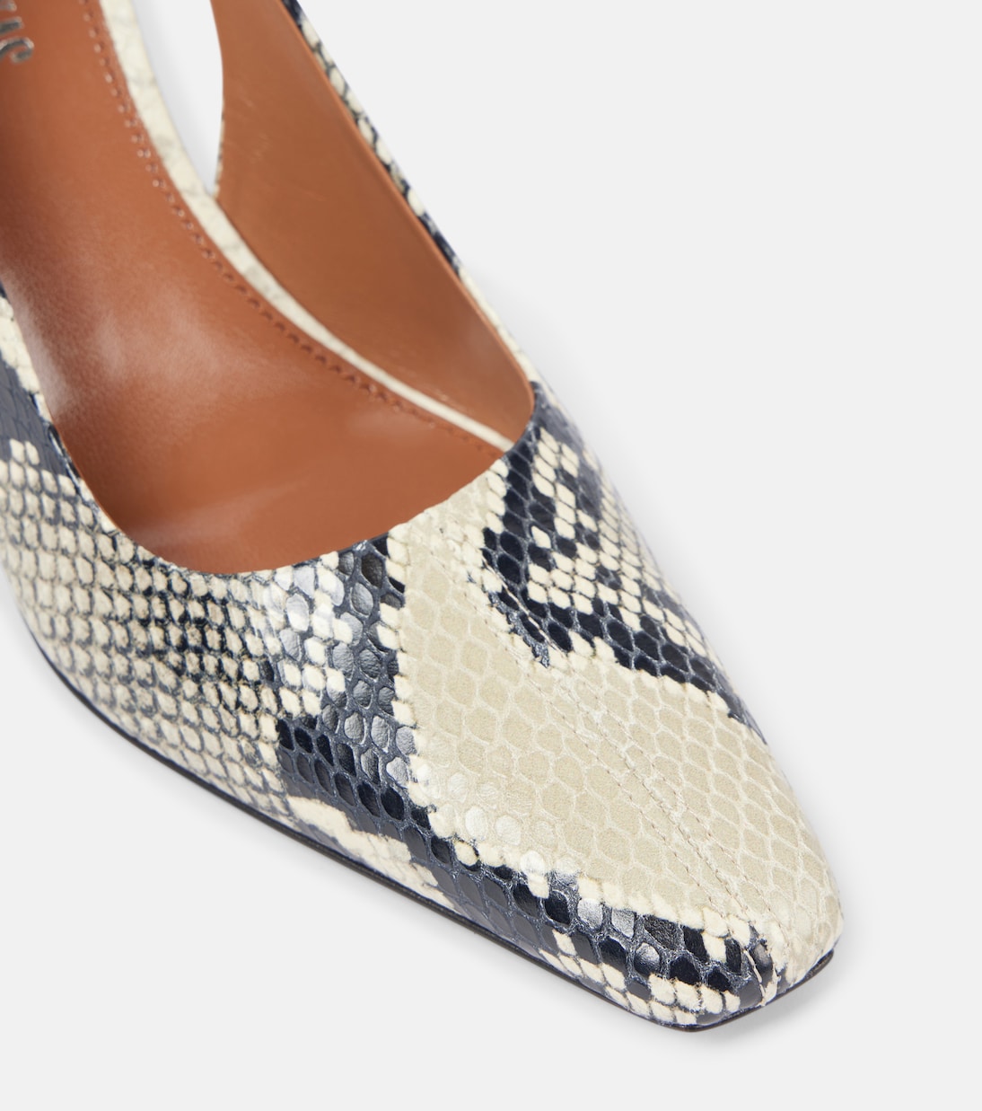 Belle 75 snake-effect leather slingback pumps | Paris Texas