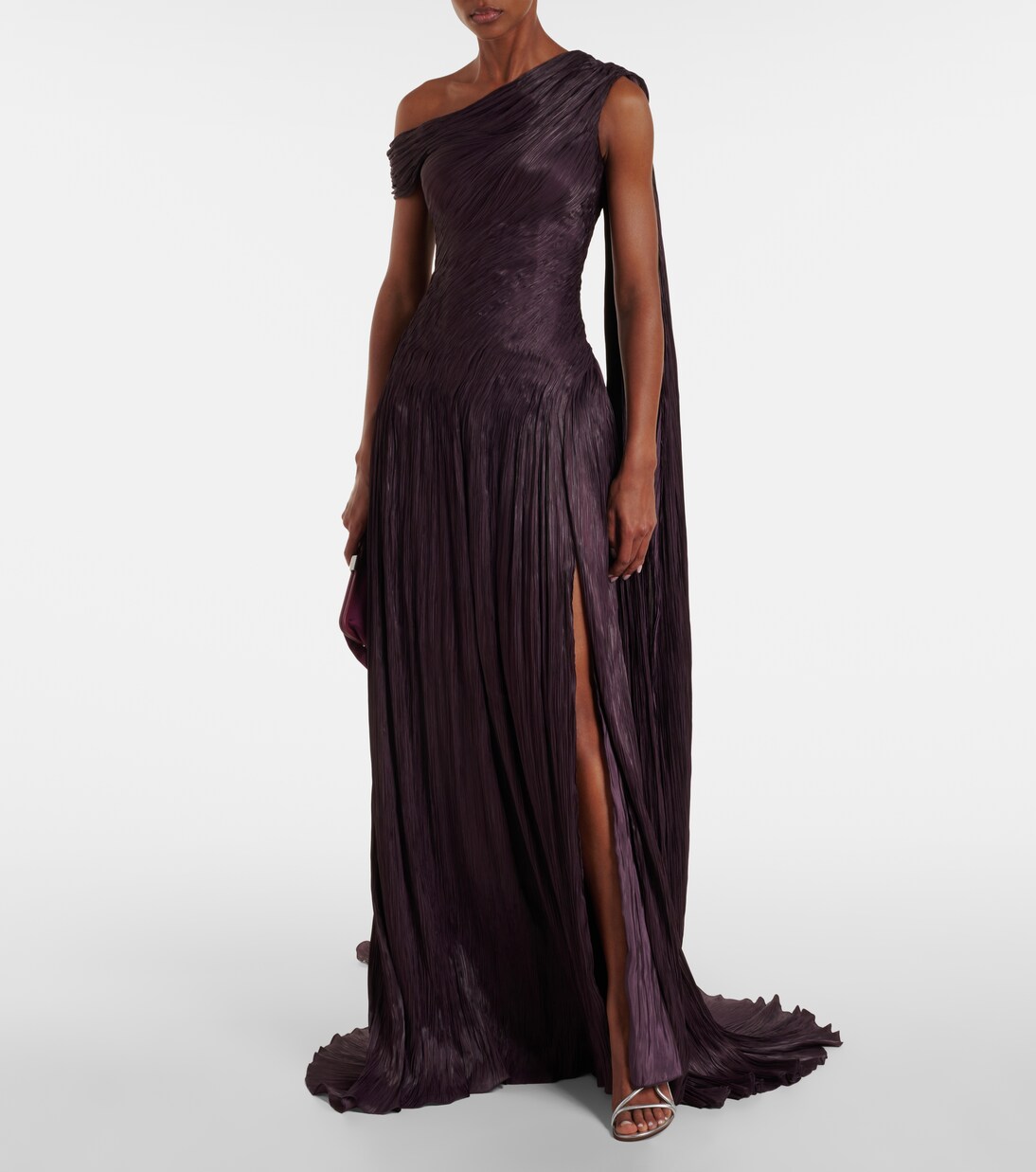 Draped pleated silk chiffon gown | Marmar Halim