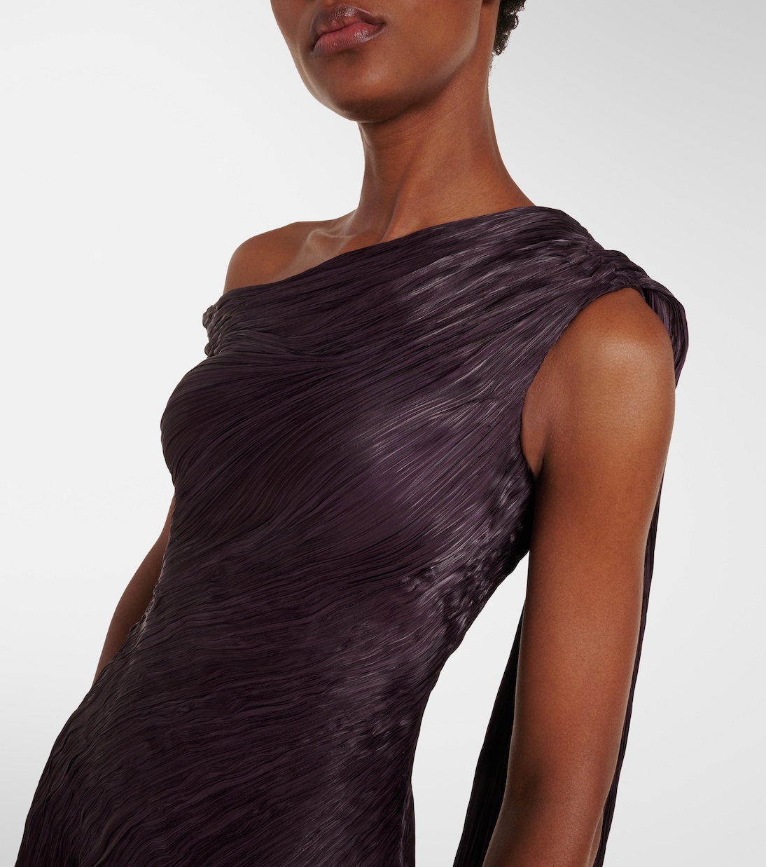 Draped pleated silk chiffon gown | Marmar Halim