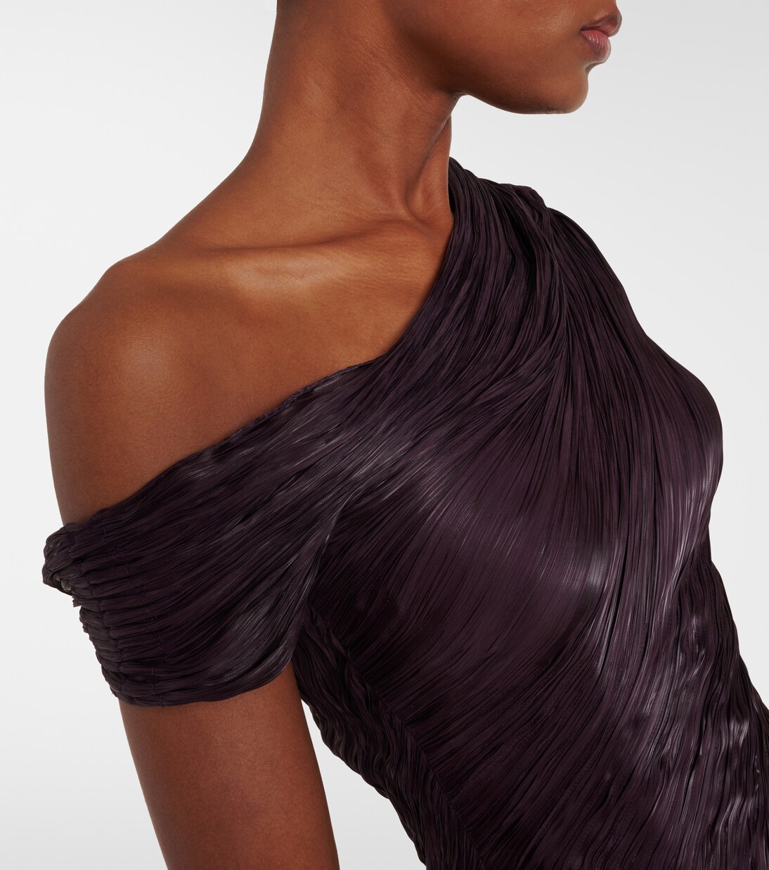 Draped pleated silk chiffon gown | Marmar Halim