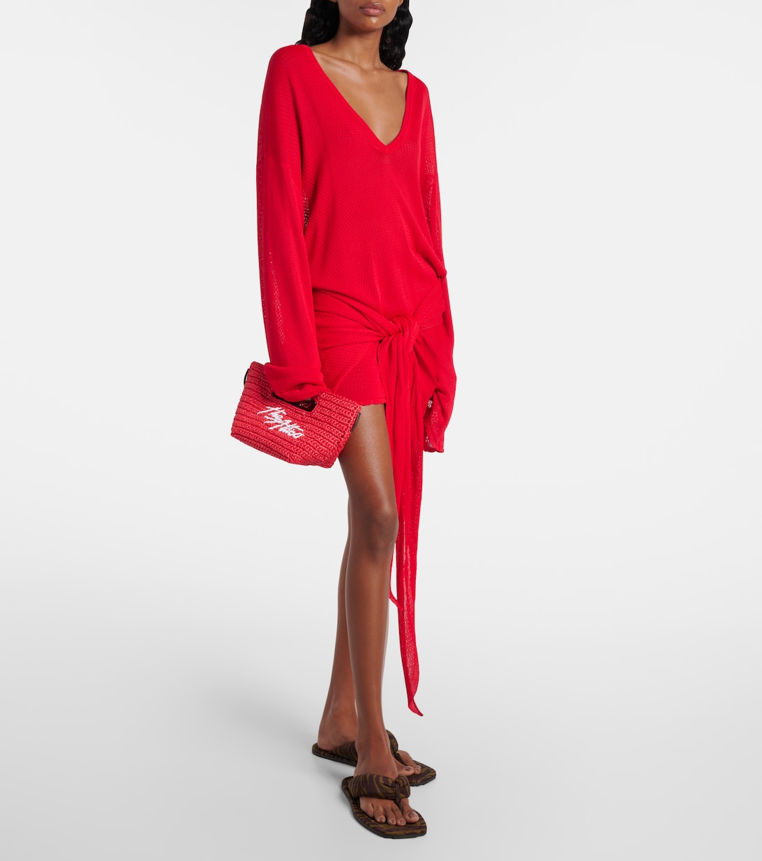 Via Dei Giardini 15 raffia-effect tote bag | The Attico