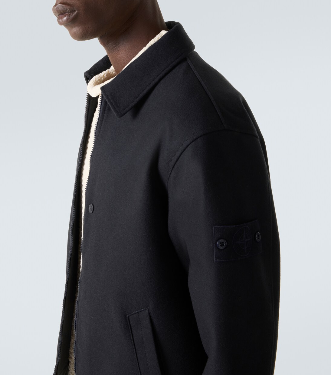Ghost wool-blend flannel jacket | Stone Island