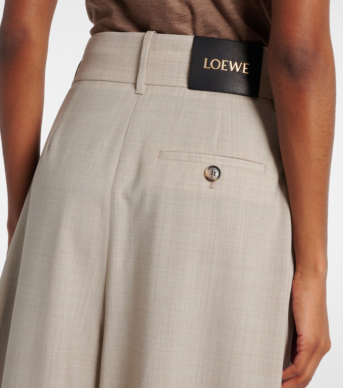 Pantaloni asimmetrici a gamba larga in lana  | Loewe