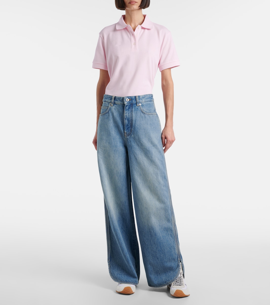 جينز بأرجل واسعة بخصر متوسط | Loewe