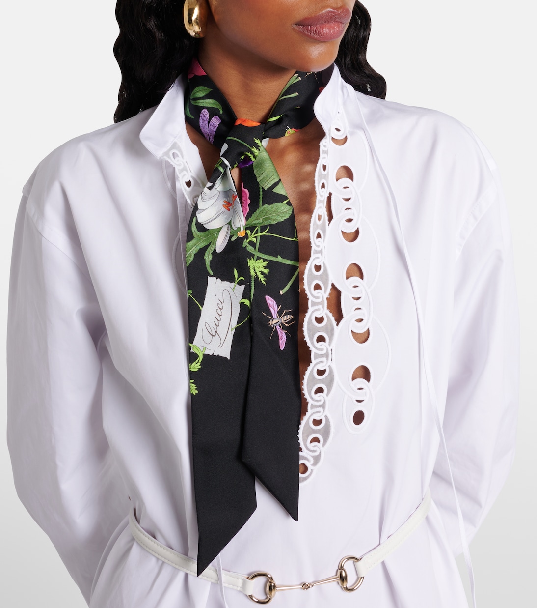 Foulard in twill di seta con stampa | Gucci