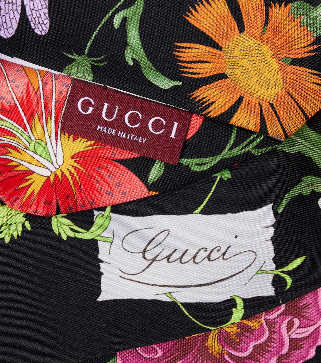 Foulard in twill di seta con stampa | Gucci
