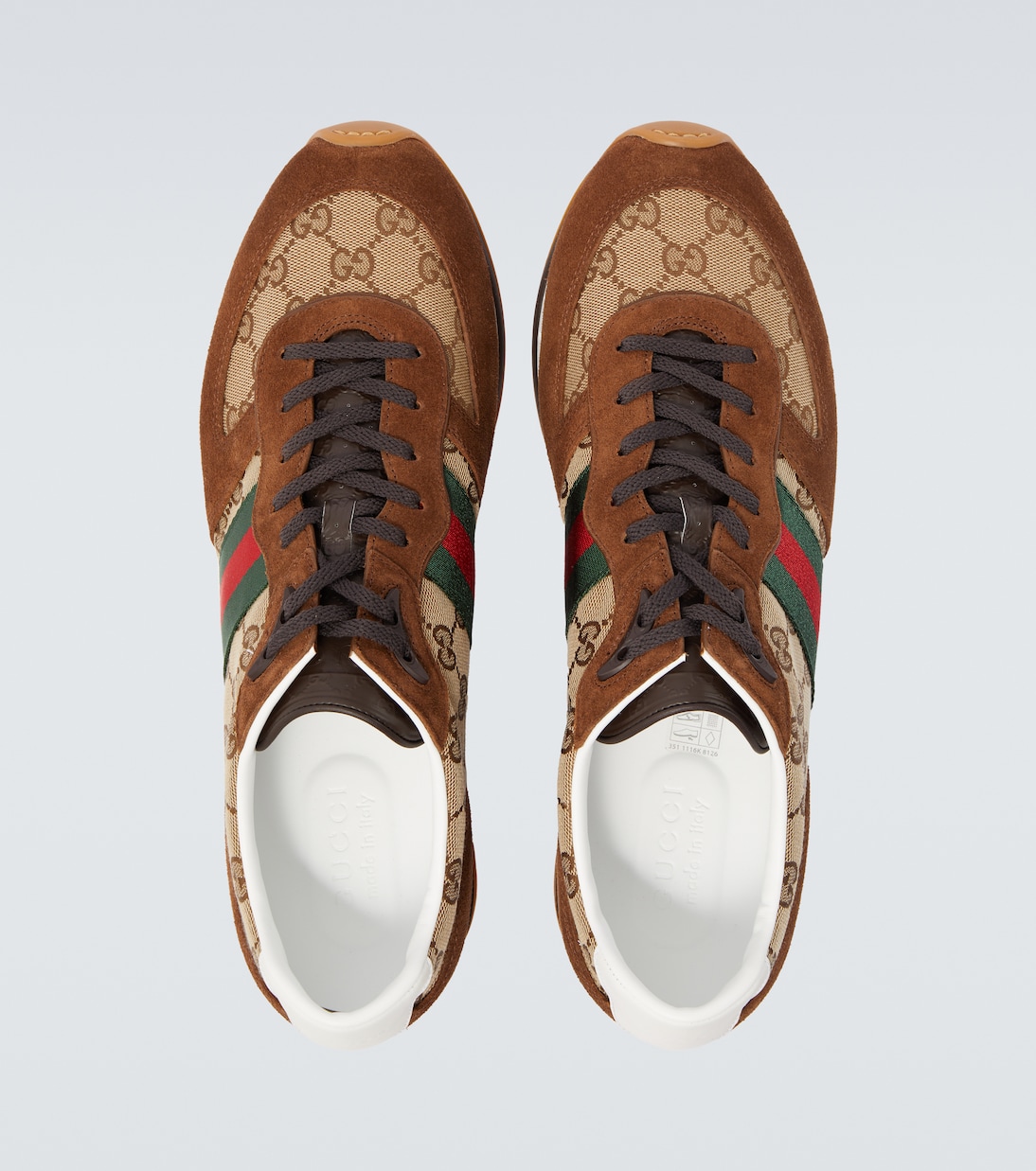 حذاء سنيكرز مقلّم بالجلد السويدي Re-Motion GG Canvas | Gucci