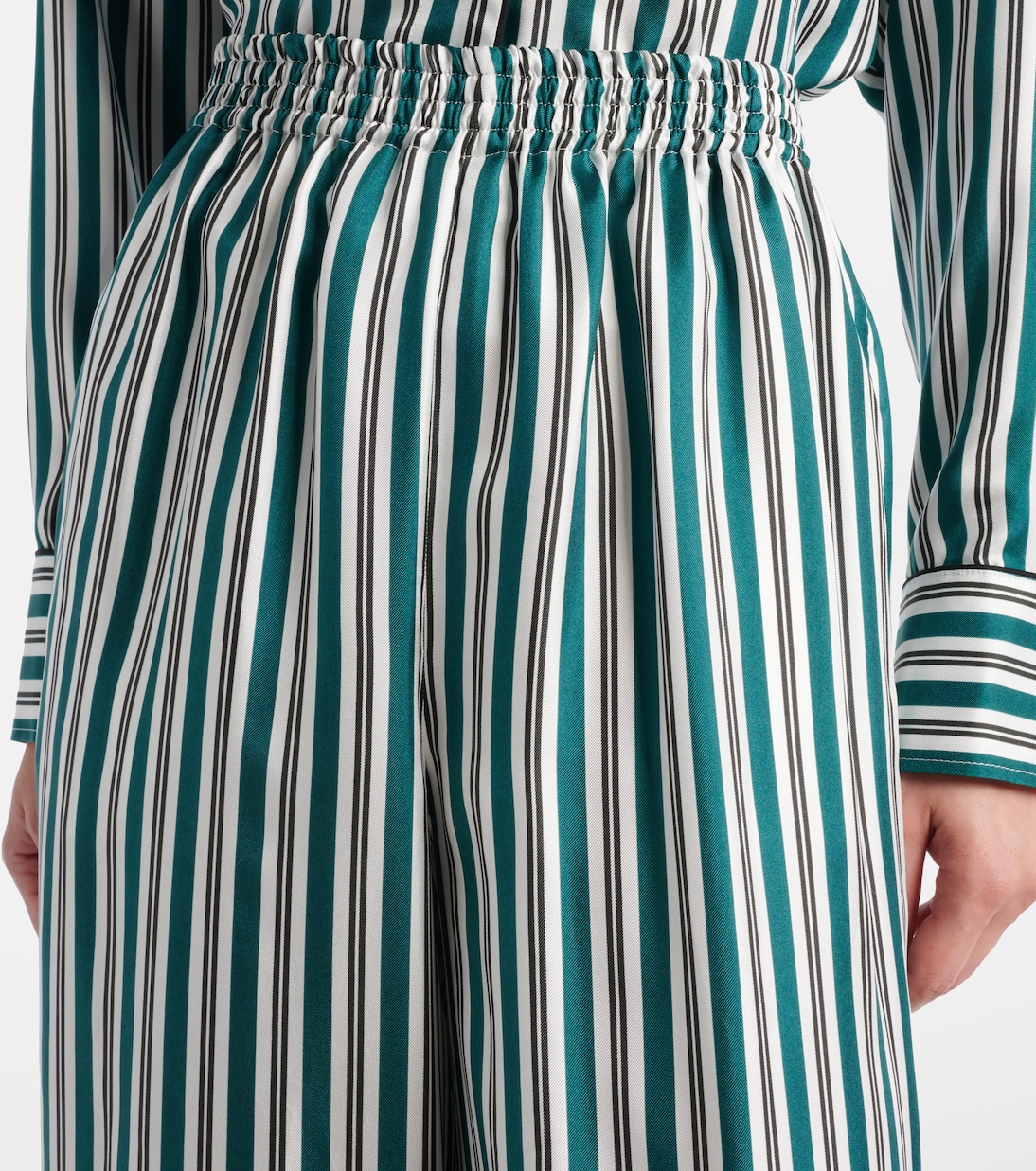 Pantalon ample Ladino rayé en soie | Max Mara