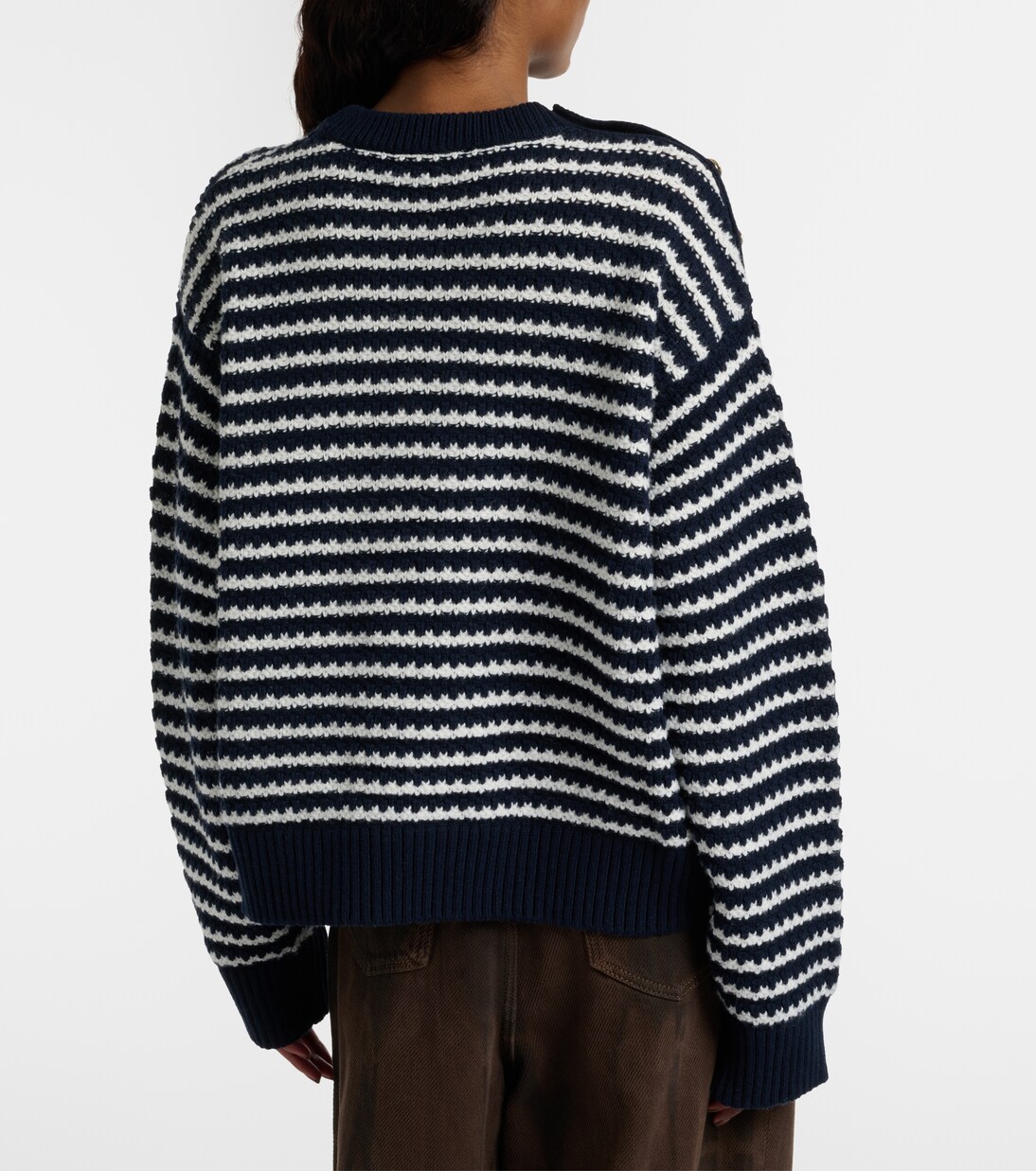 Pullover in lana e cotone a righe | Ganni