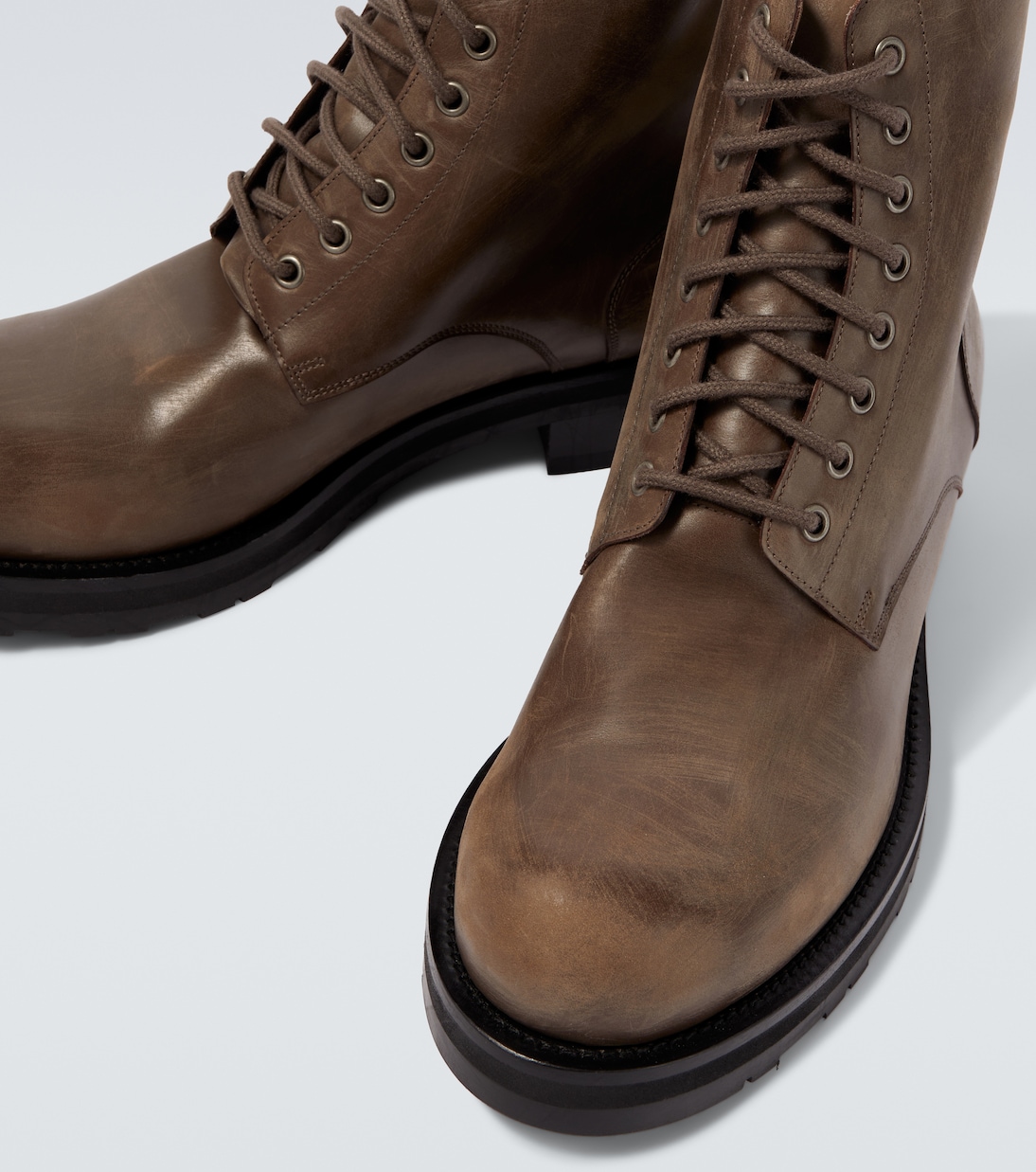 Distressed leather combat boots | The Row