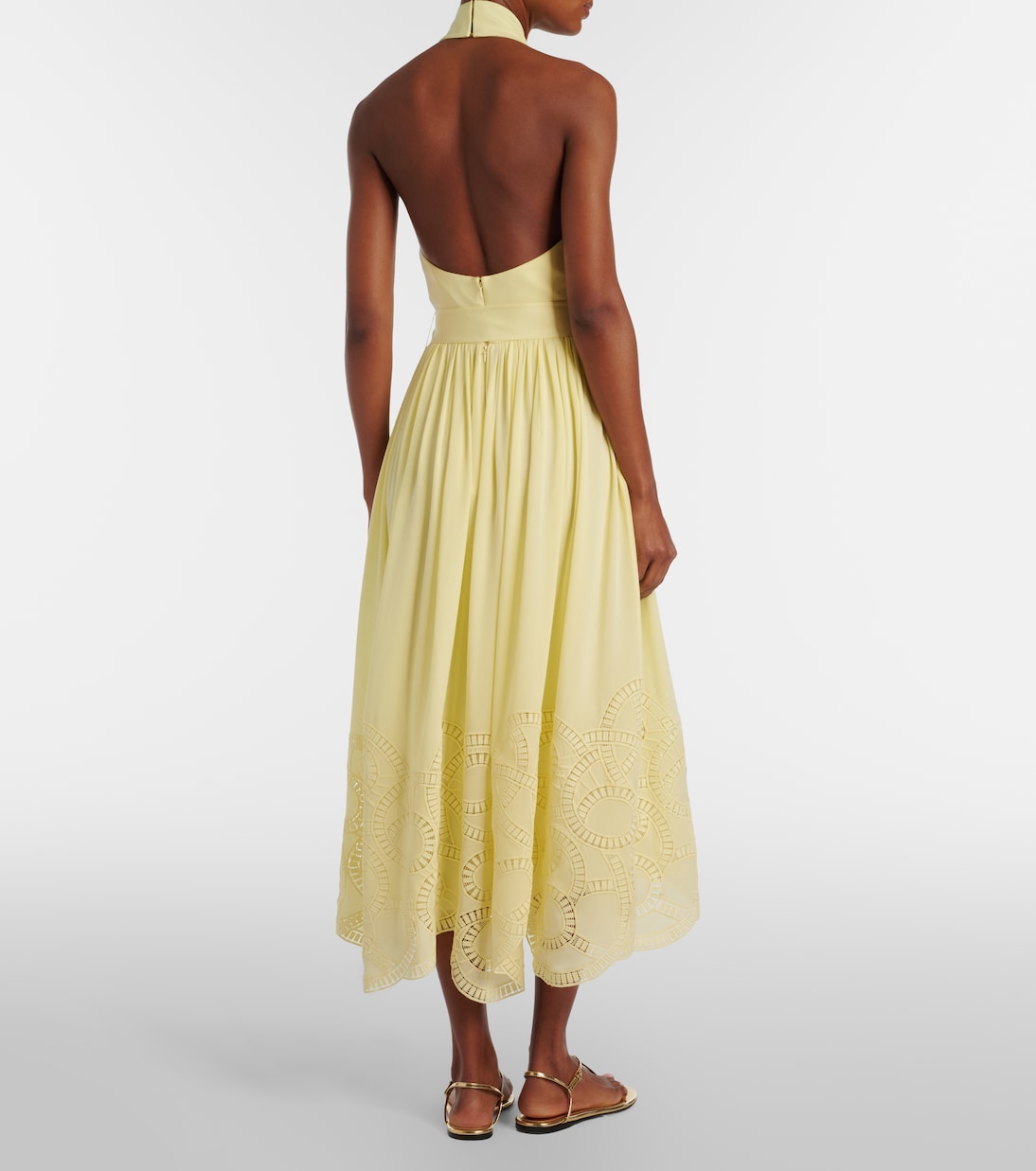 Halterneck silk-blend midi dress | Elie Saab