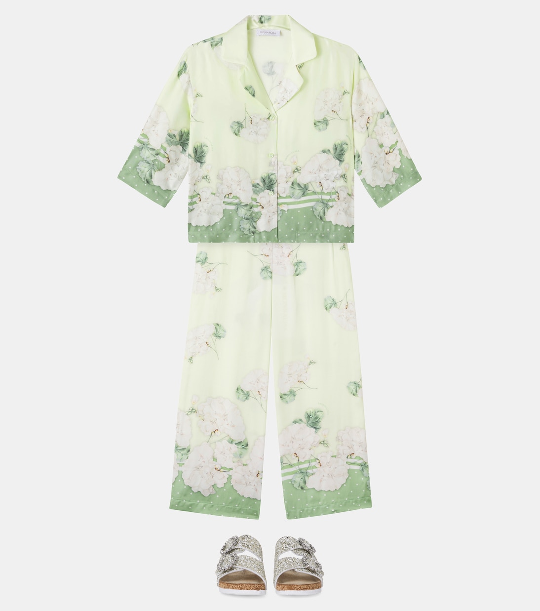 Floral satin pajama pants | Monnalisa