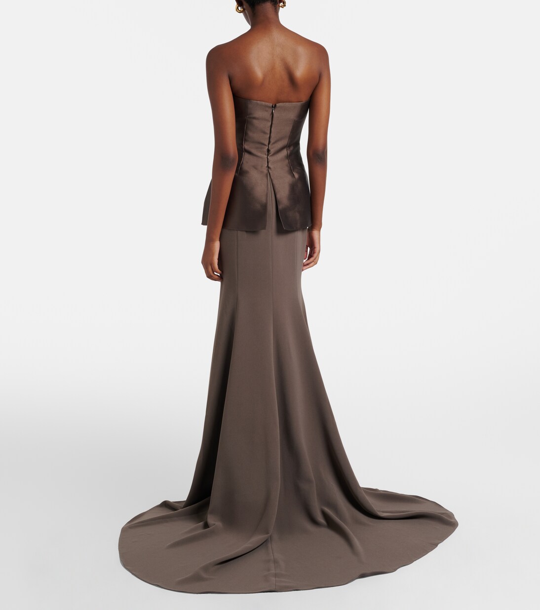 Alia strapless satin and crêpe gown | Solace London