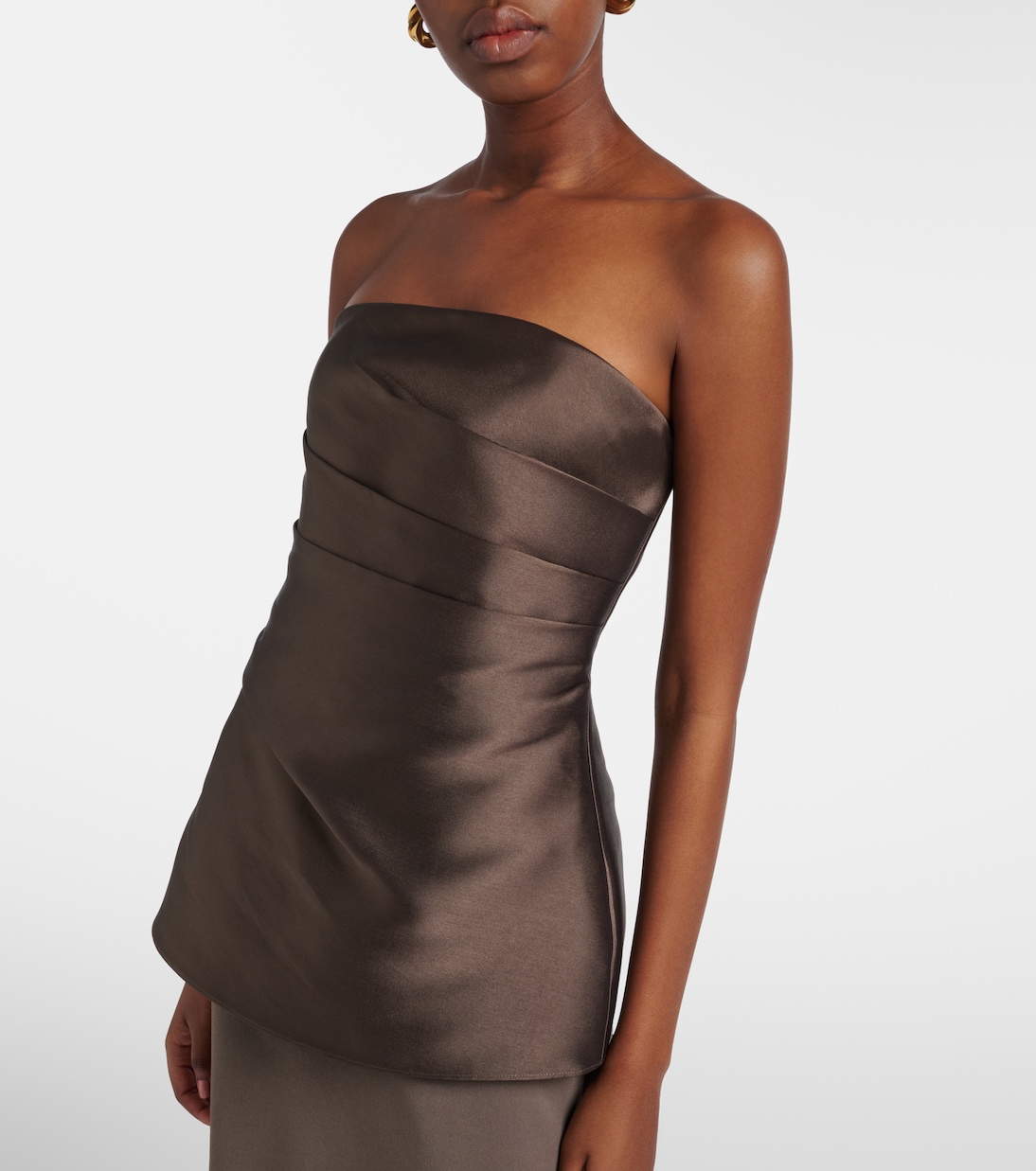 Alia strapless satin and crêpe gown | Solace London