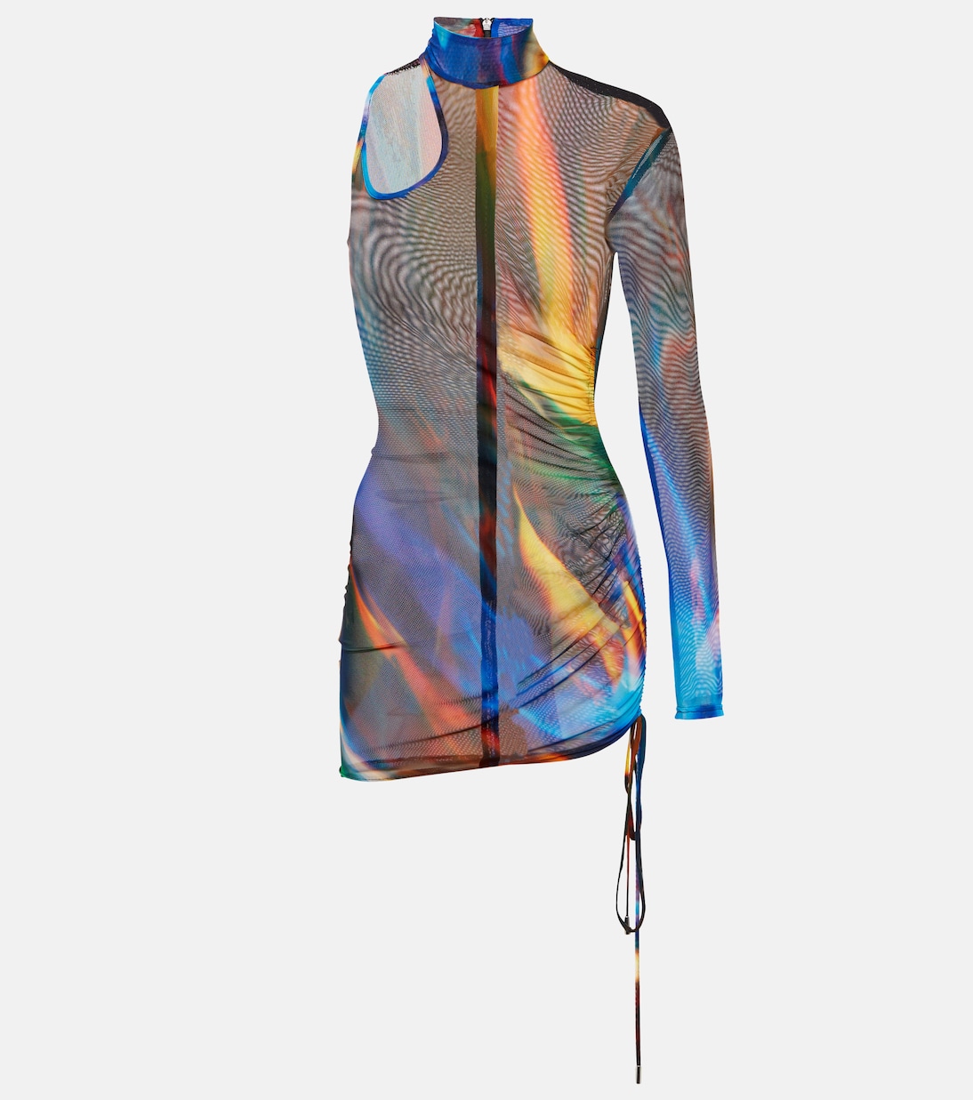One-shoulder printed mesh minidress | David Koma