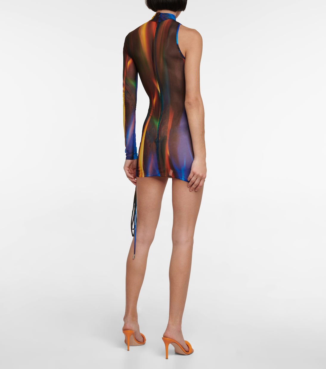 One-shoulder printed mesh minidress | David Koma