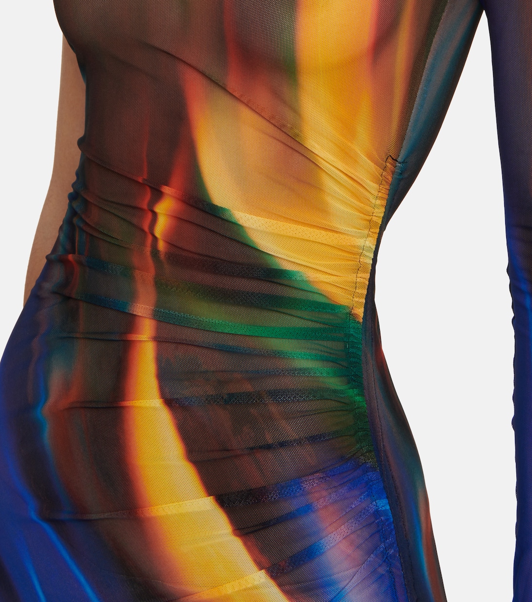 One-shoulder printed mesh minidress | David Koma