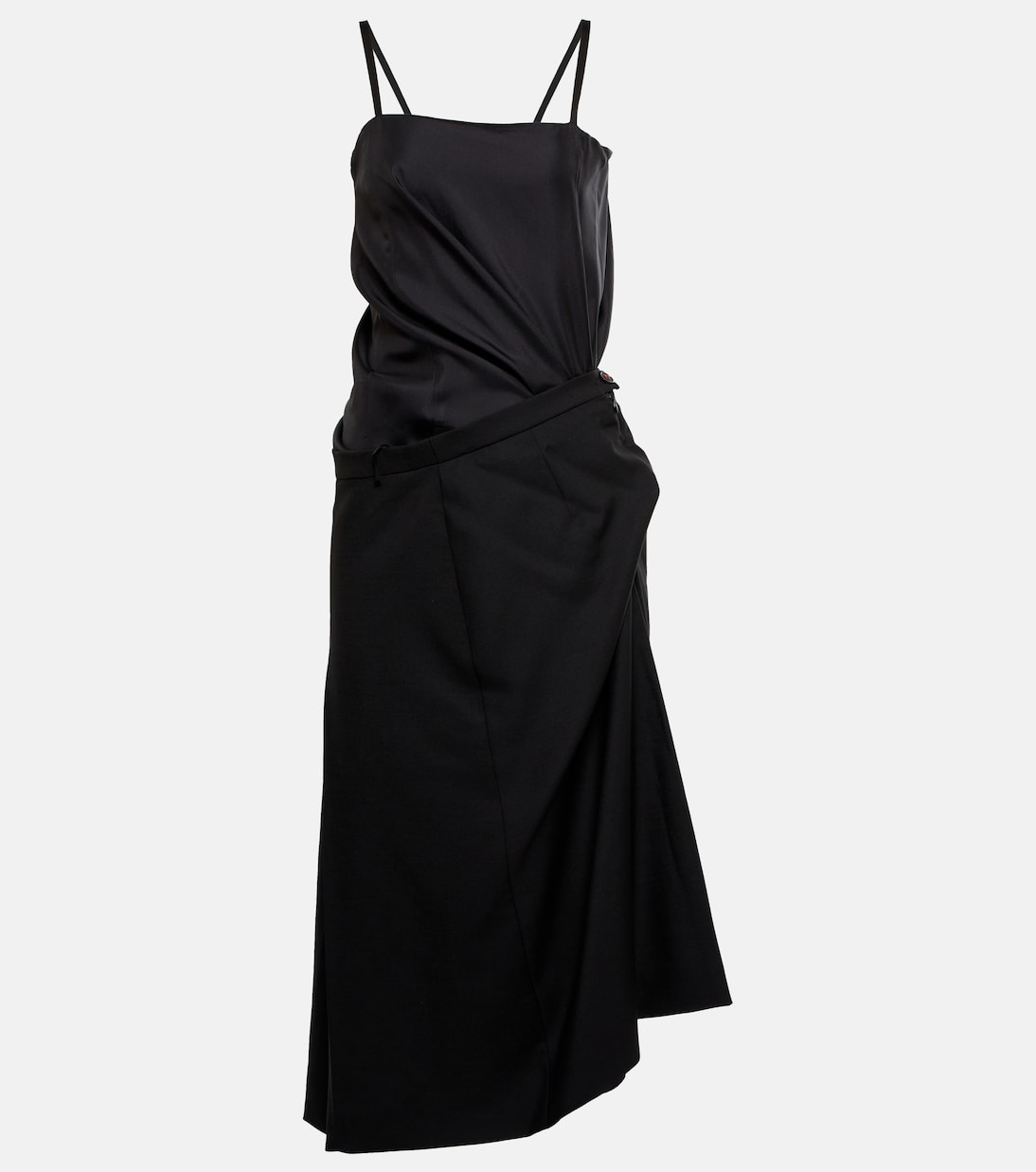 Robe midi asymétrique en laine et soie | Maison Margiela
