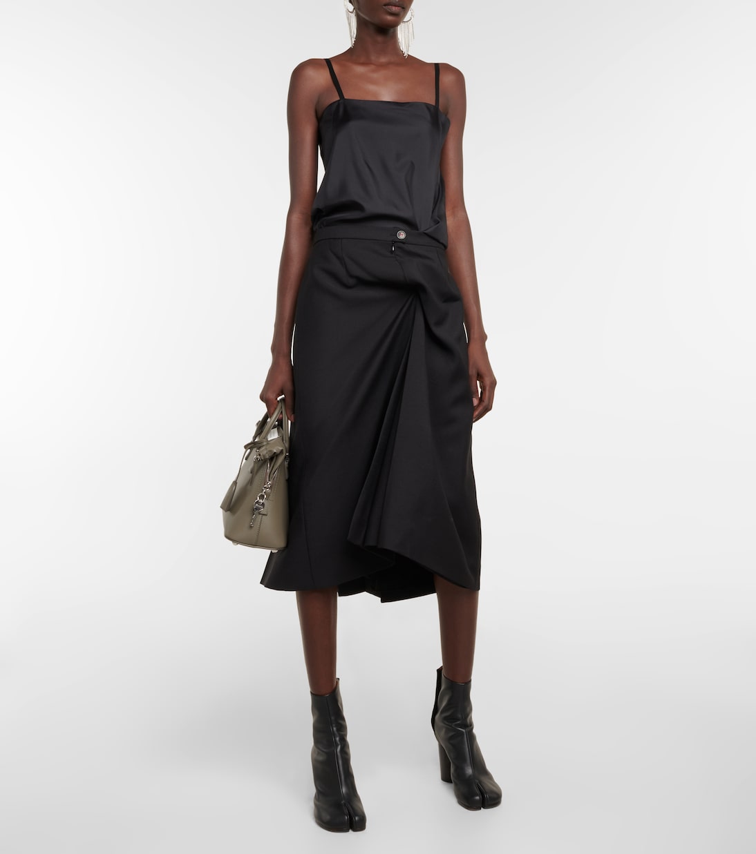 Robe midi asymétrique en laine et soie | Maison Margiela