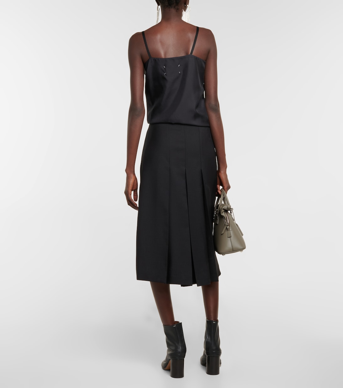 Robe midi asymétrique en laine et soie | Maison Margiela
