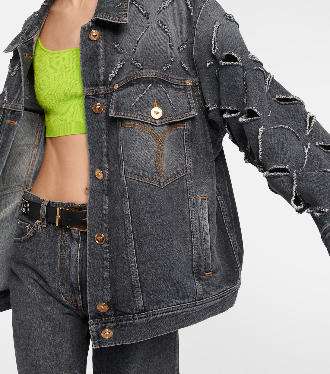 Distressed denim jacket | Versace