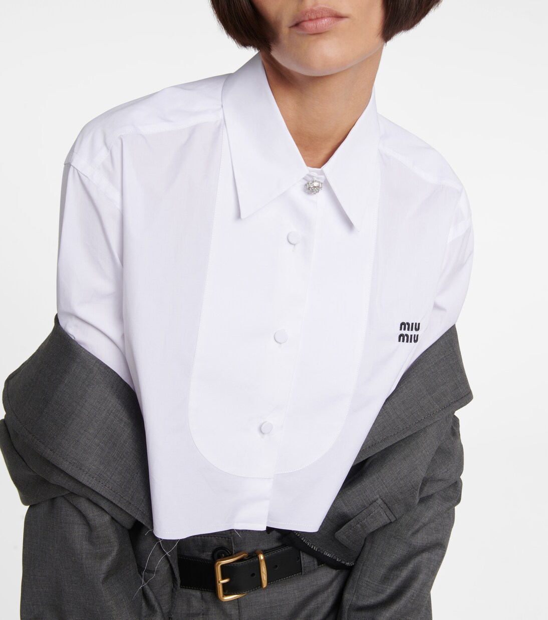 Camicia cropped in cotone | Miu Miu