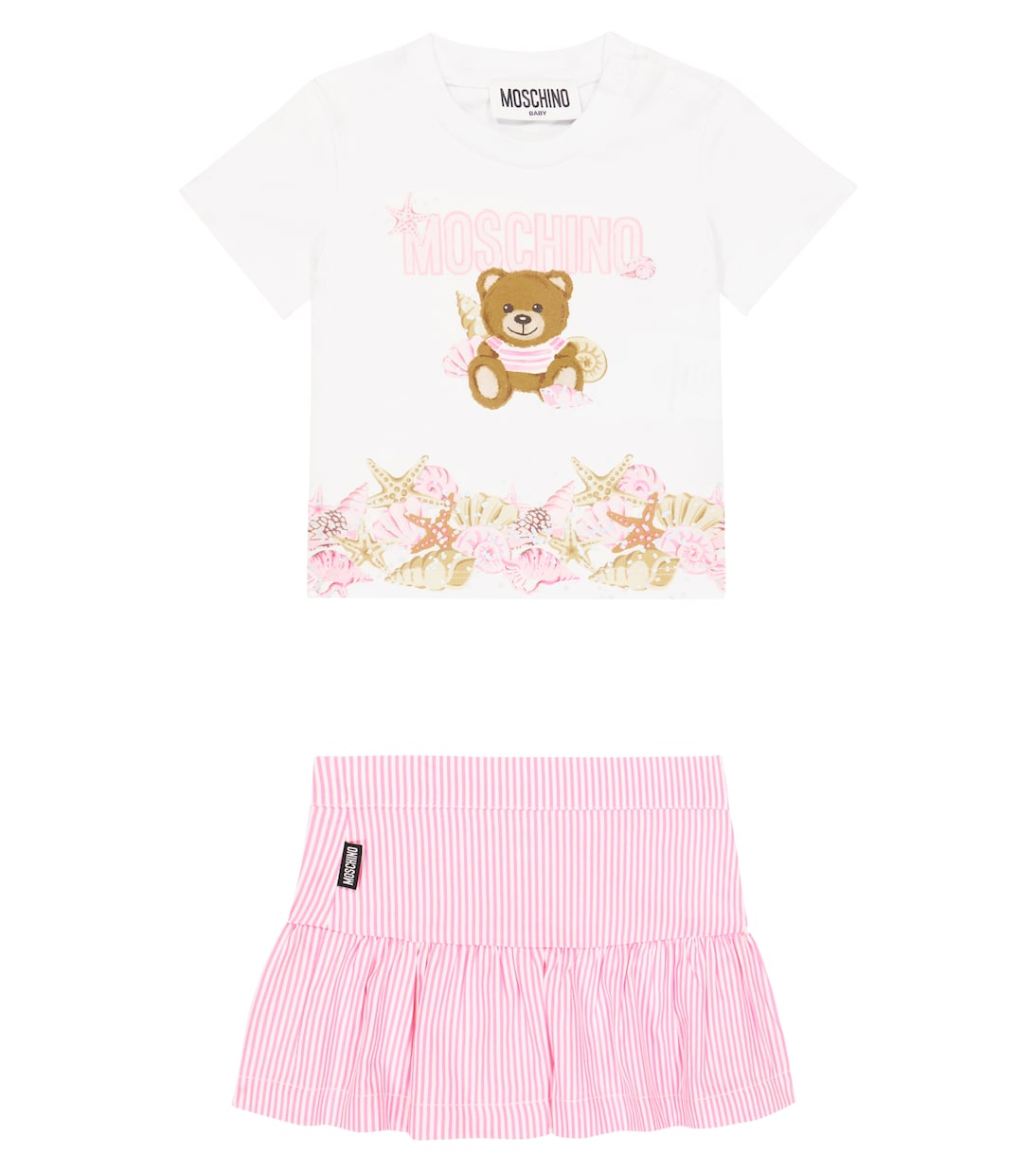 Baby cotton-blend T-shirt and skirt set | Moschino Kids