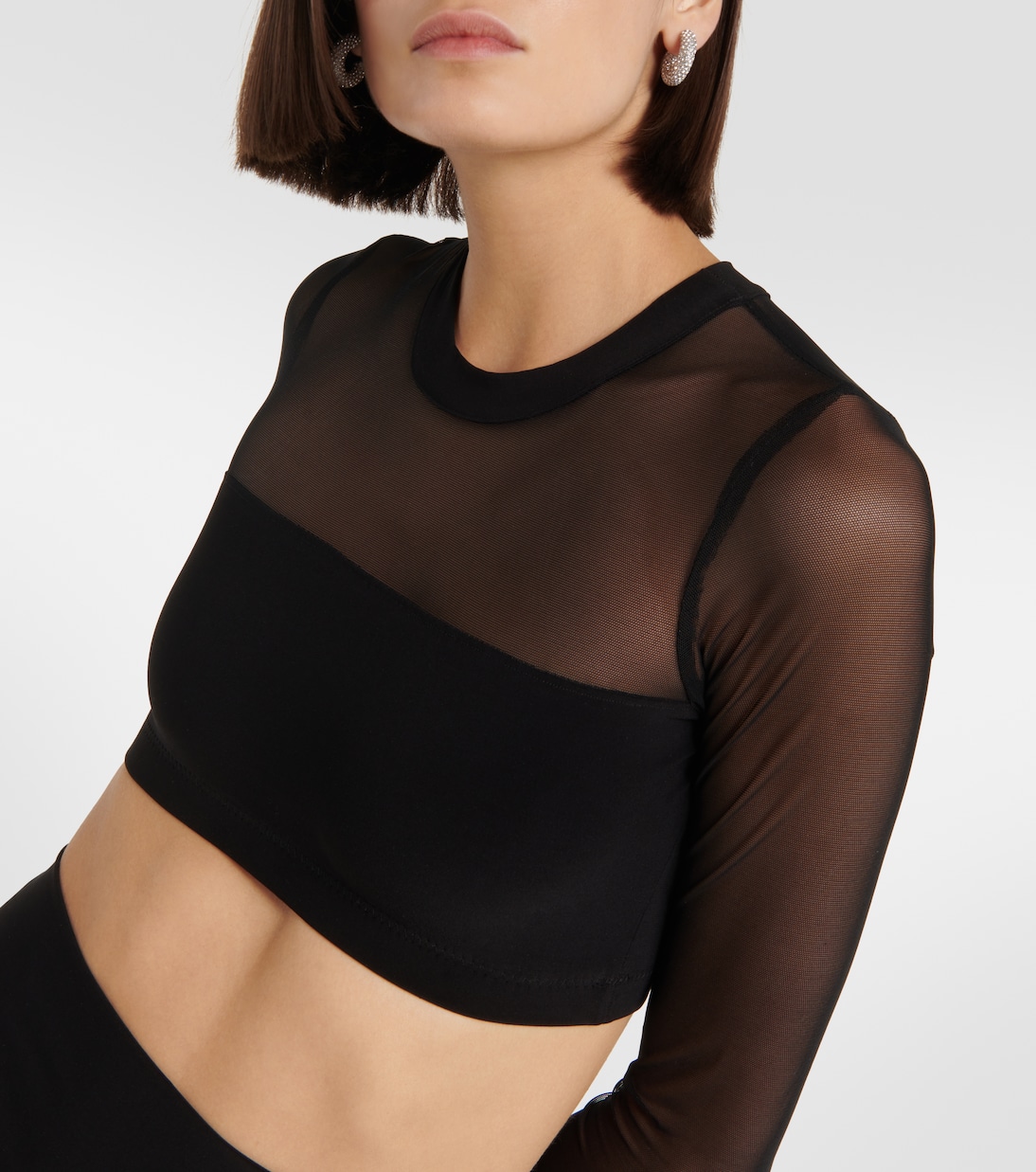 Crop top de malla y jersey | Norma Kamali
