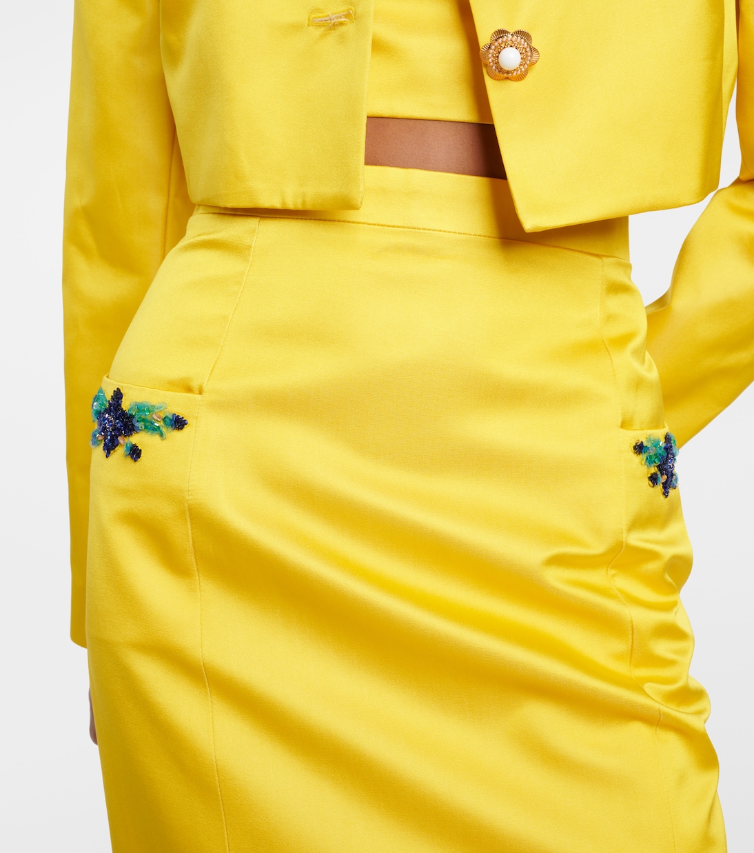 Jupe midi Iris en velours à ornements | Miss Sohee