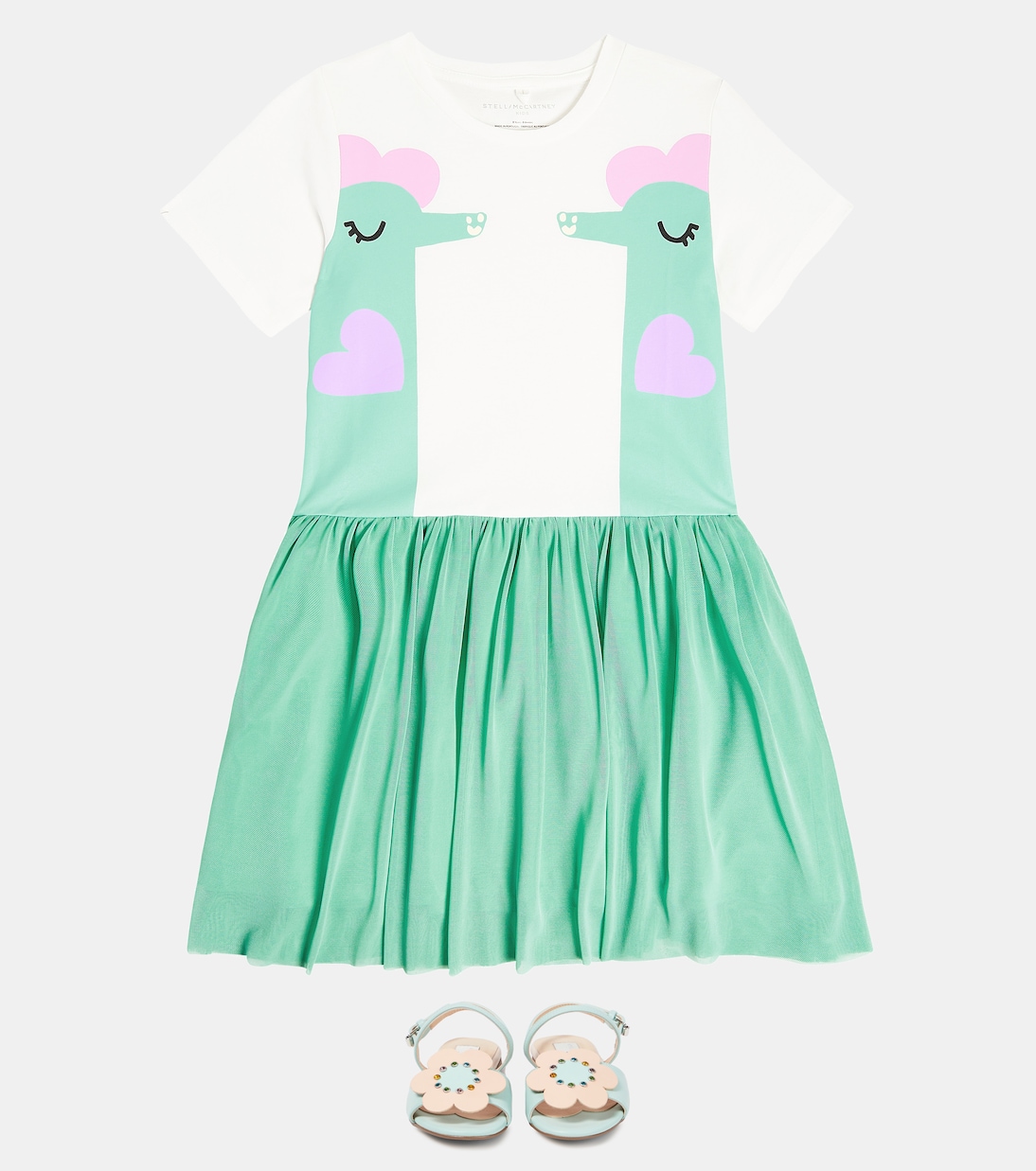 Bedrucktes Kleid aus Baumwolle mit Tüll | Stella McCartney Kids