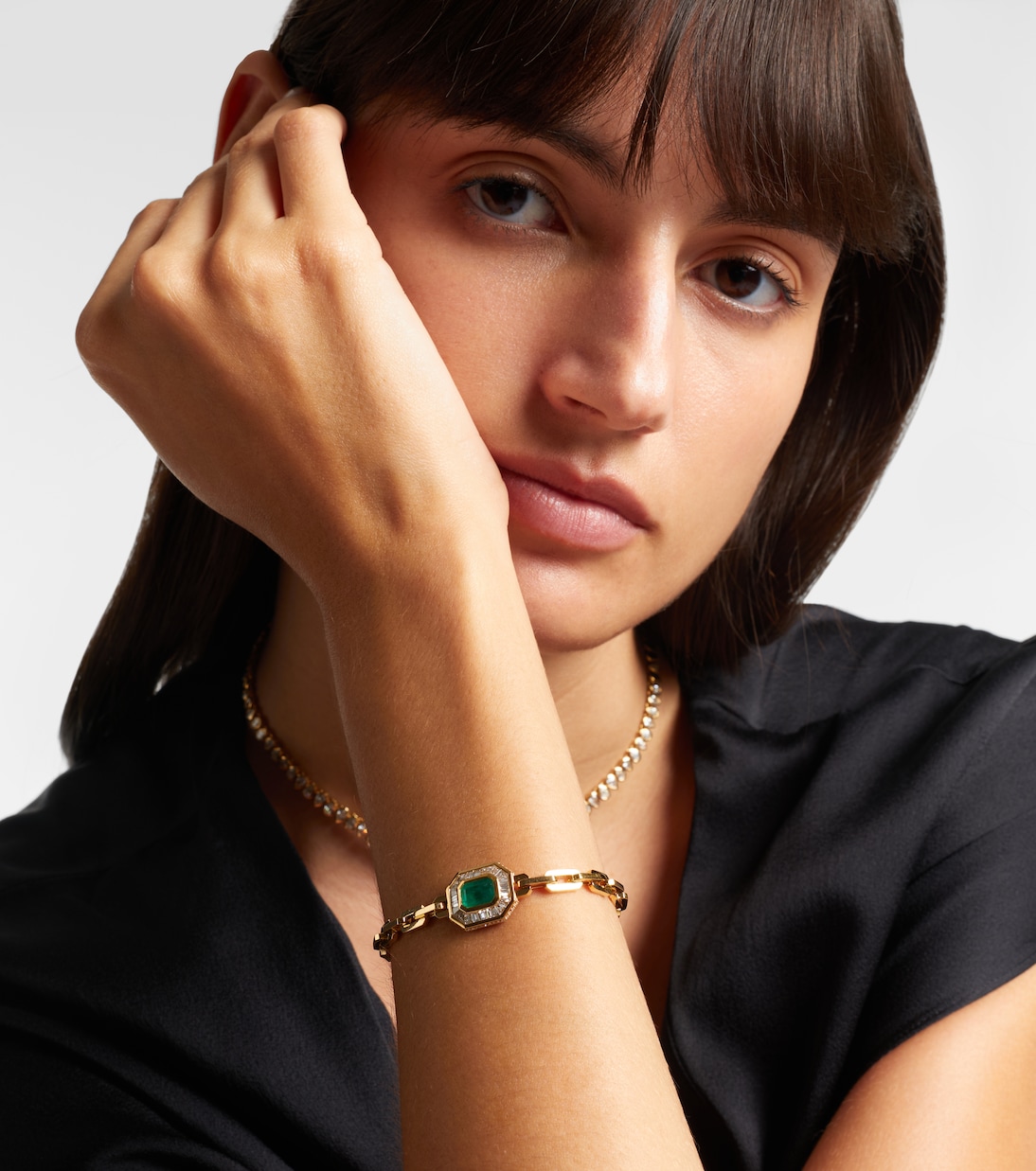 Armband aus 18kt Gelbgold mit Diamanten und Smaragd | Shay Jewelry