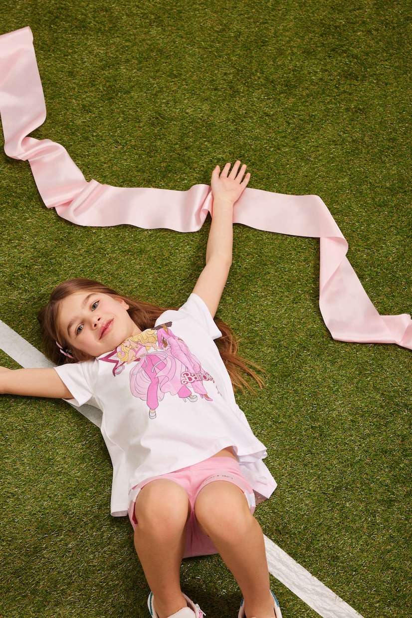 x Barbie® - T-shirt e shorts in jersey di cotone | Monnalisa