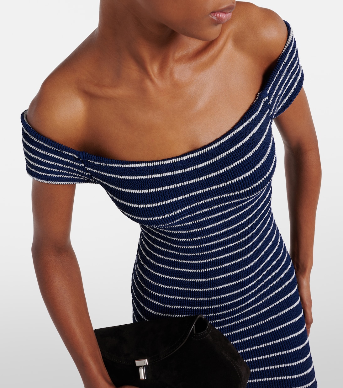 Grace striped off-shoulder midi dress | Hunza G