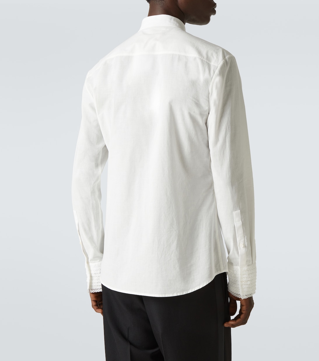 Camicia da smoking in mussola di cotone con pizzo | Valentino