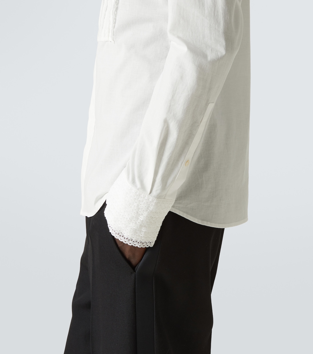 Camicia da smoking in mussola di cotone con pizzo | Valentino