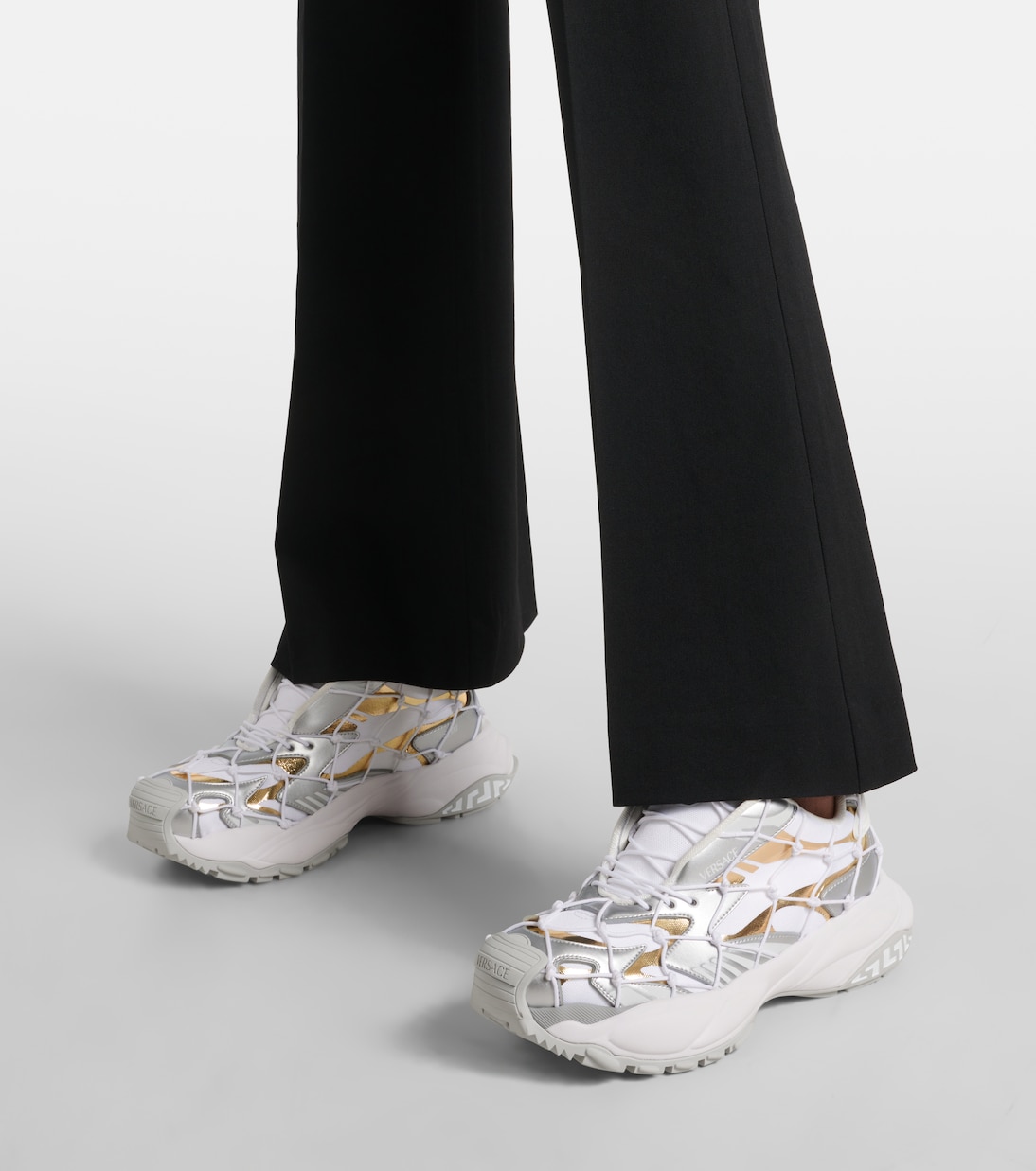 Mercury leather-trimmed sneakers | Versace