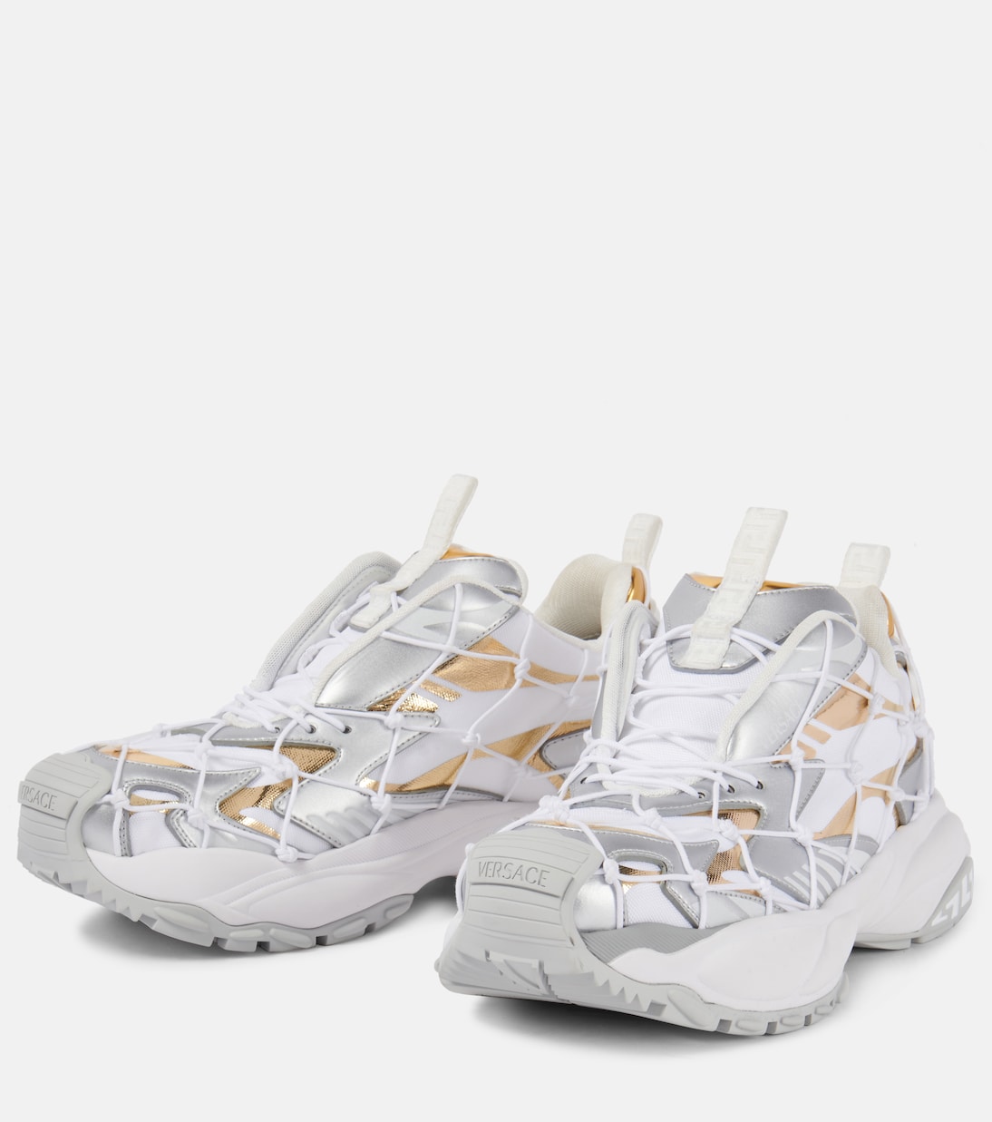 Mercury leather-trimmed sneakers | Versace