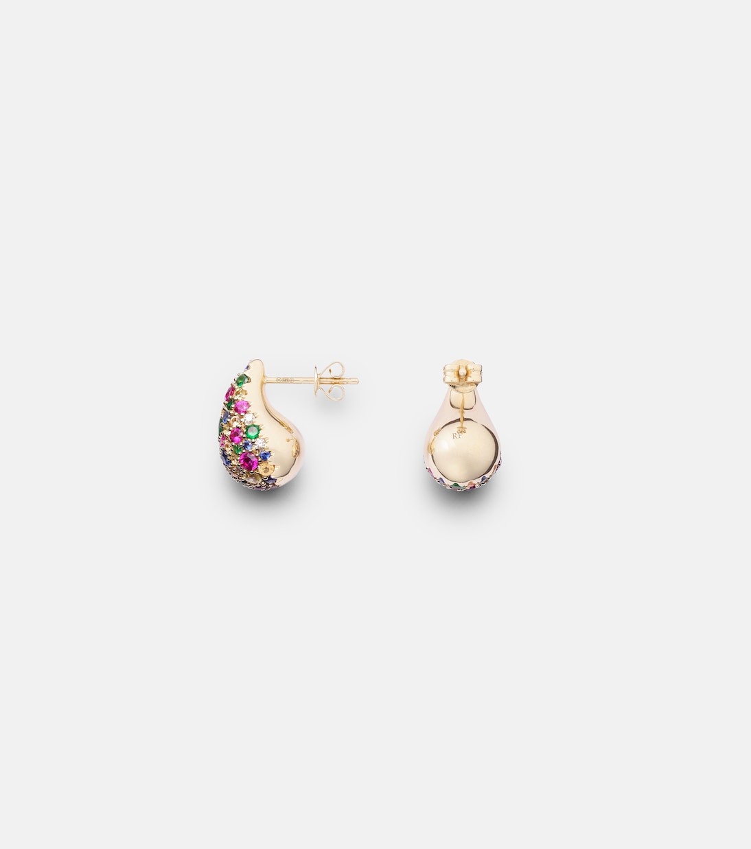 Orecchini a bottone in oro 14kt con zaffiri 