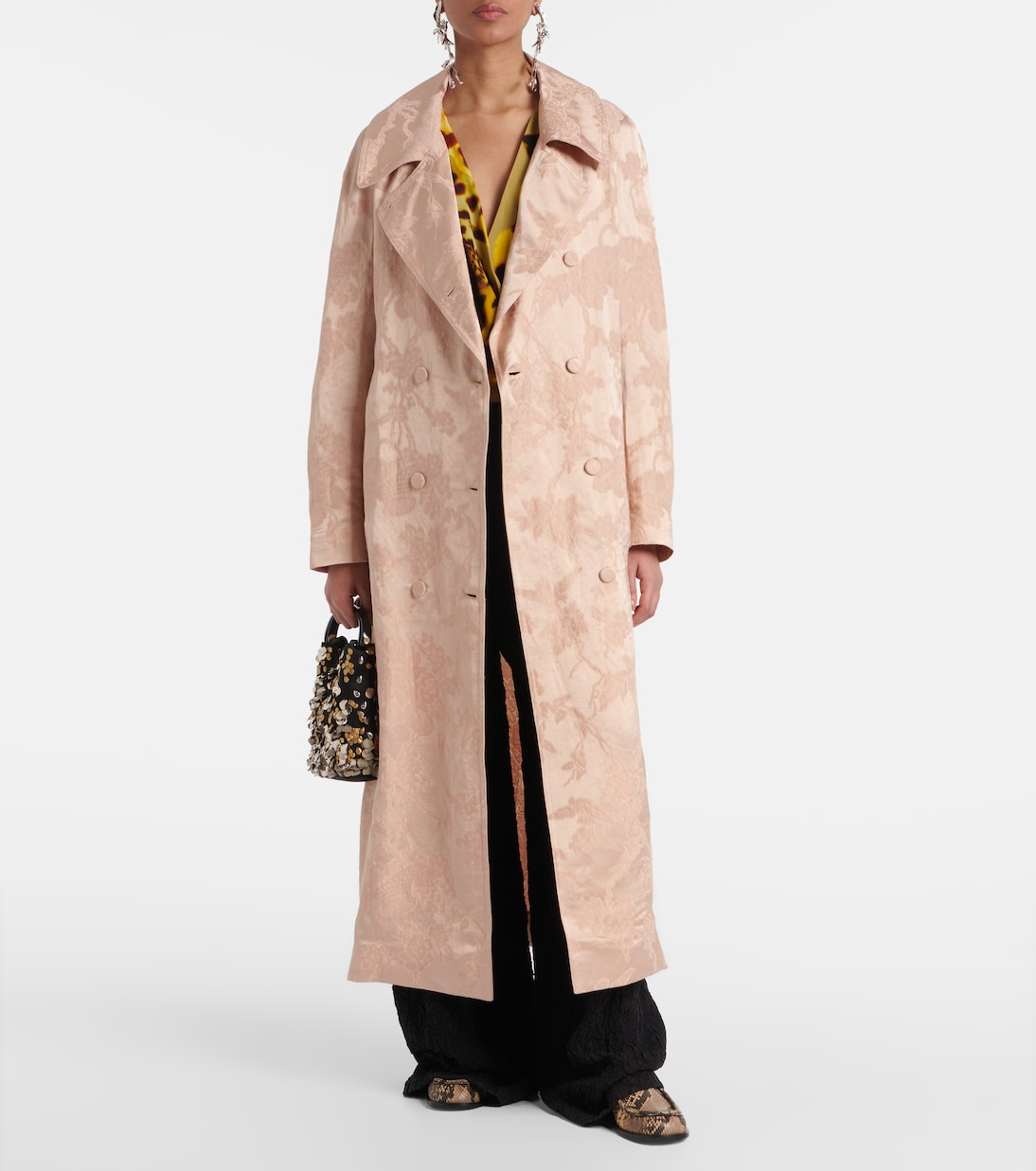 Manteau en jacquard de lin mélangé | Dries Van Noten