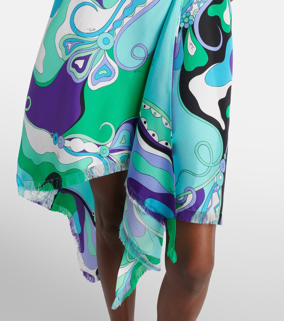 Falda corta asimétrica Orchidee de seda  | Pucci