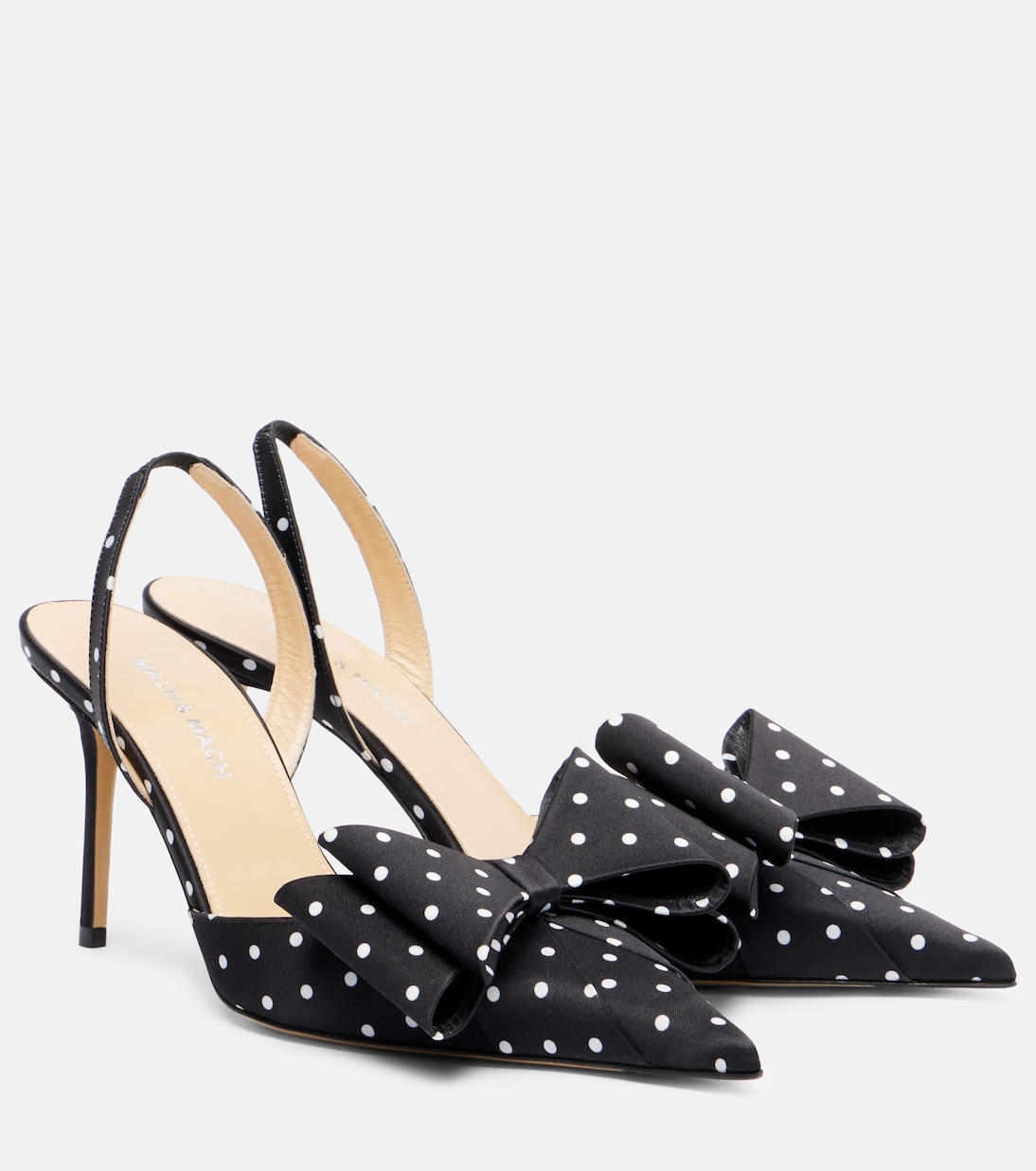 Escarpins Le Cadeau 85 en satin à pois | Mach & Mach