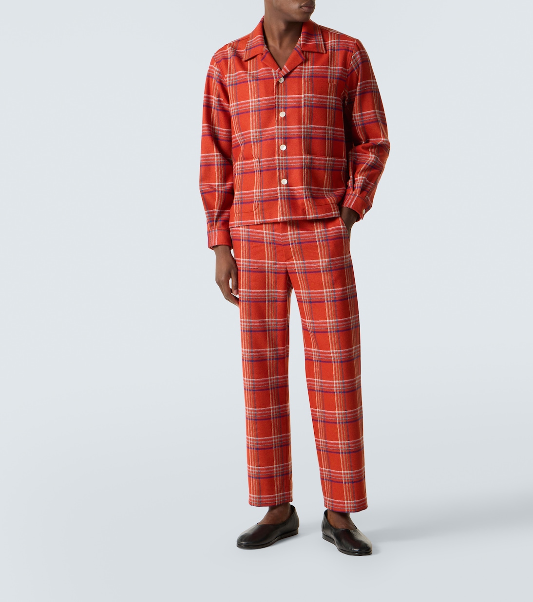 Pantalon droit Gable à carreaux en laine | Bode