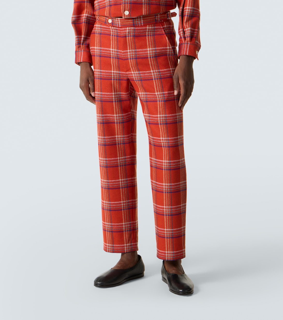 Pantalon droit Gable à carreaux en laine | Bode