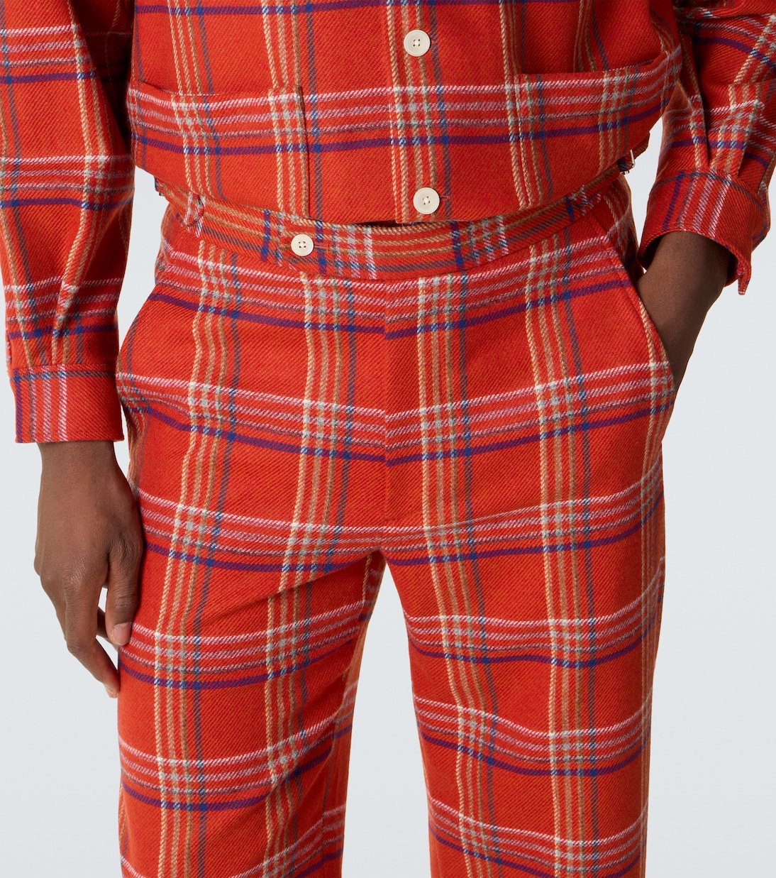 Pantalon droit Gable à carreaux en laine | Bode