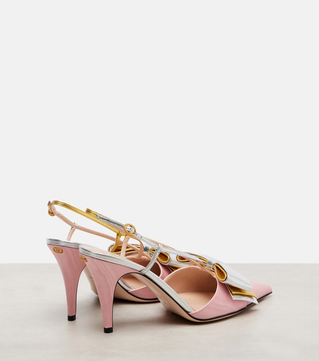Pumps slingback Bowow 85 in moiré e pelle | Valentino Garavani