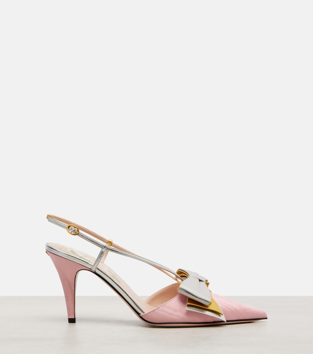 Pumps slingback Bowow 85 in moiré e pelle | Valentino Garavani