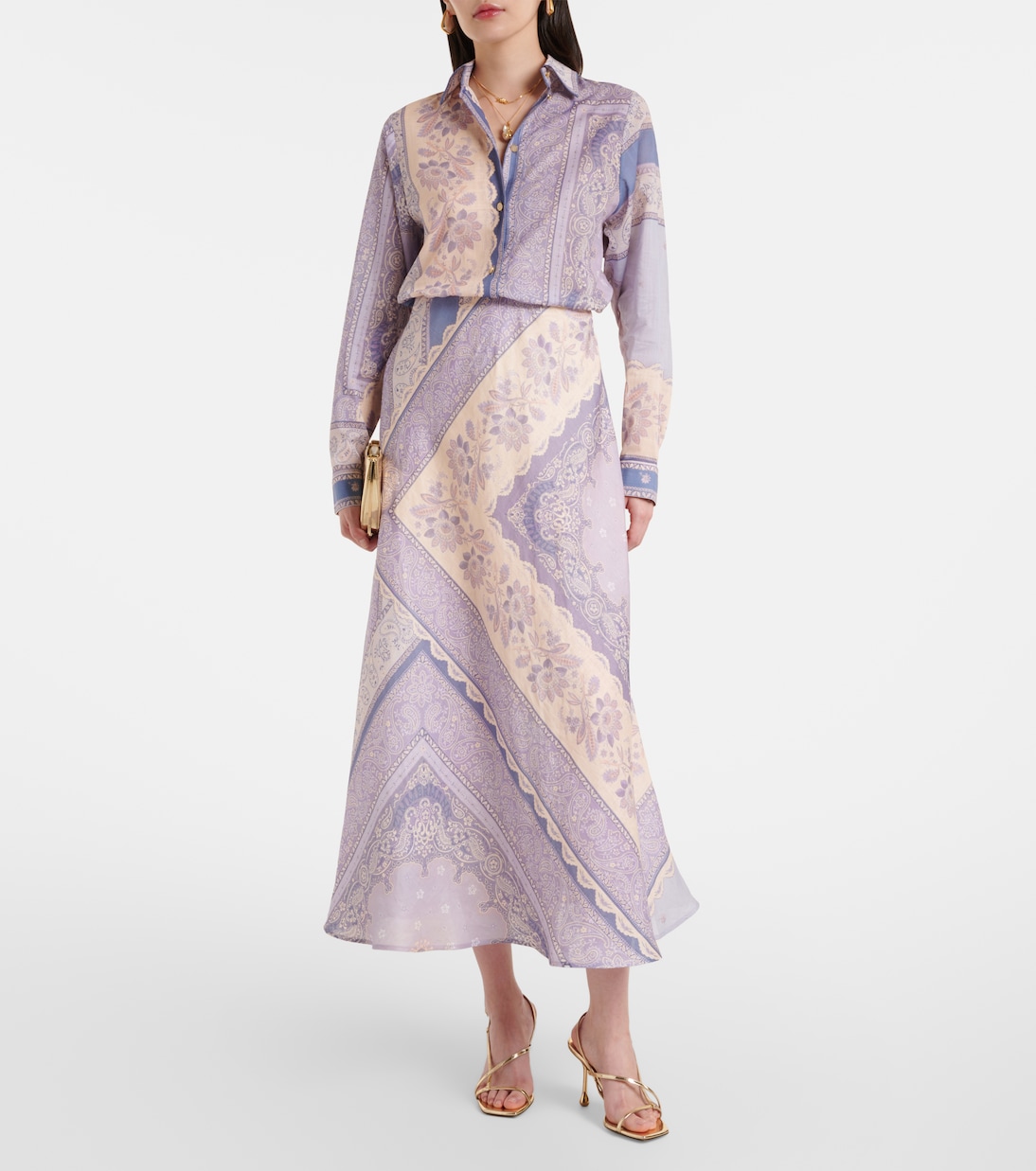 Falda Lucky de lino estampada | Zimmermann