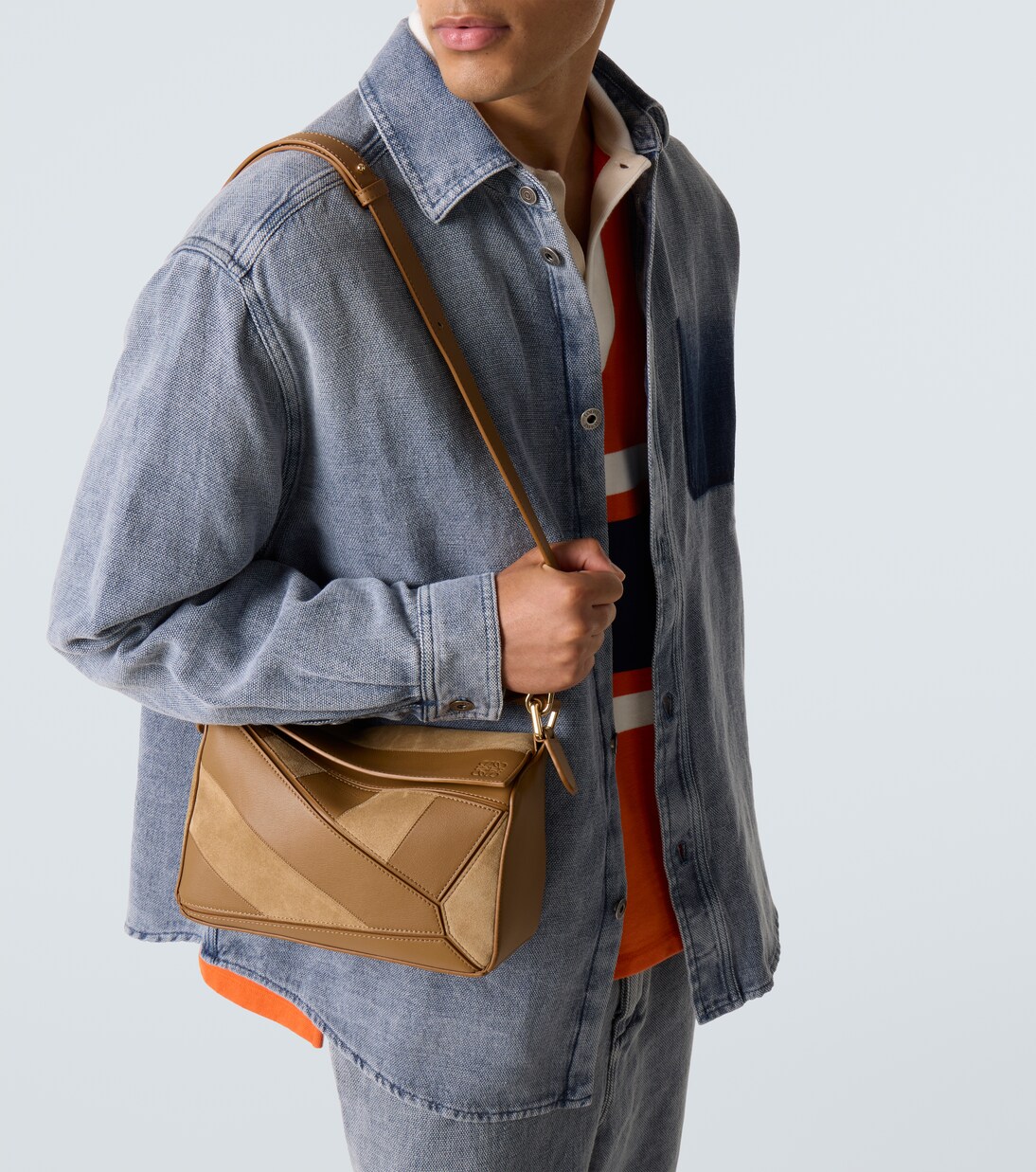 Puzzle Small leather and suede shoulder bag | Loewe