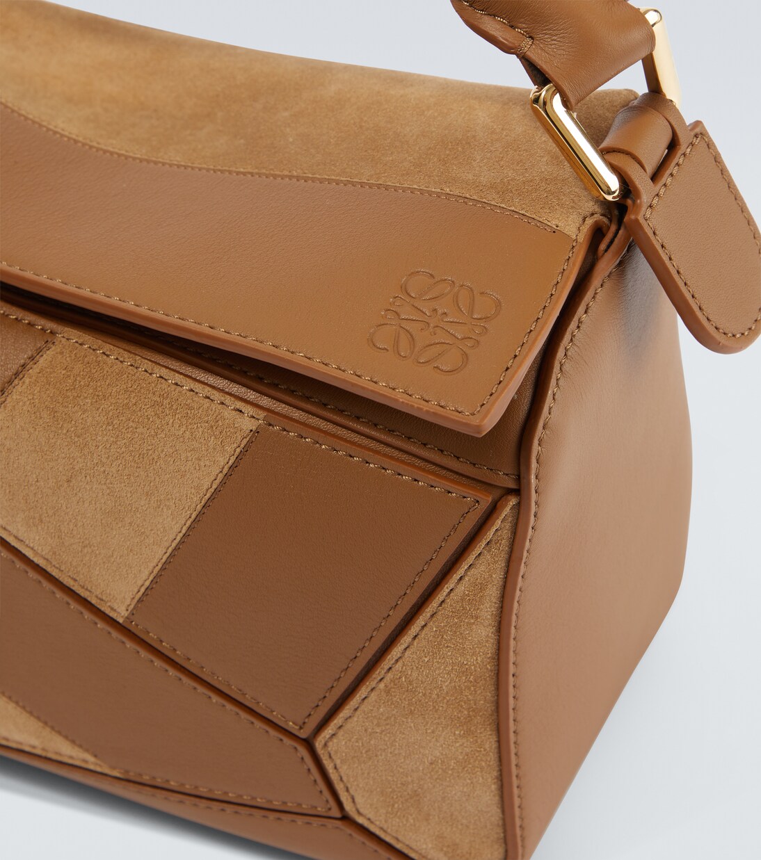 Puzzle Small leather and suede shoulder bag | Loewe
